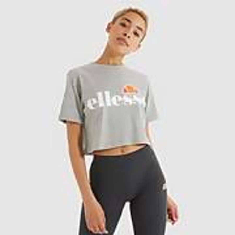 Women Ellesse Tops | Women'S Alberta Cropped T-Shirt Grey Marl