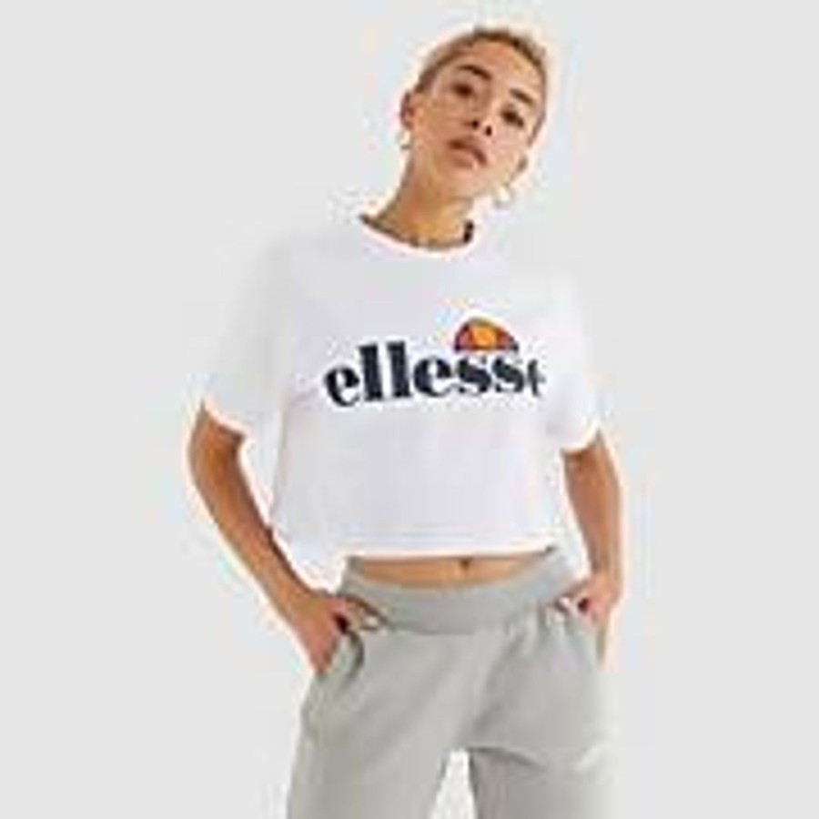 Women Ellesse Tops | Women'S Alberta Cropped T-Shirt White