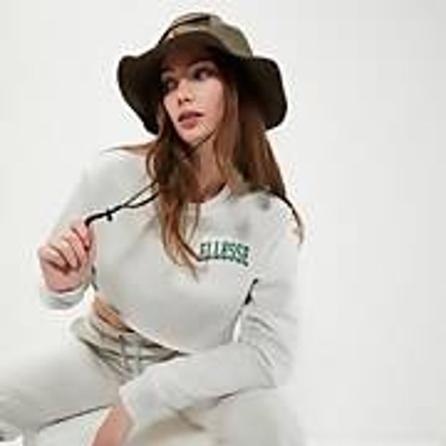 Women Ellesse Hoodies & Sweatshirts | Women'S Canleo Crop Sweatshirt Light Grey Marl