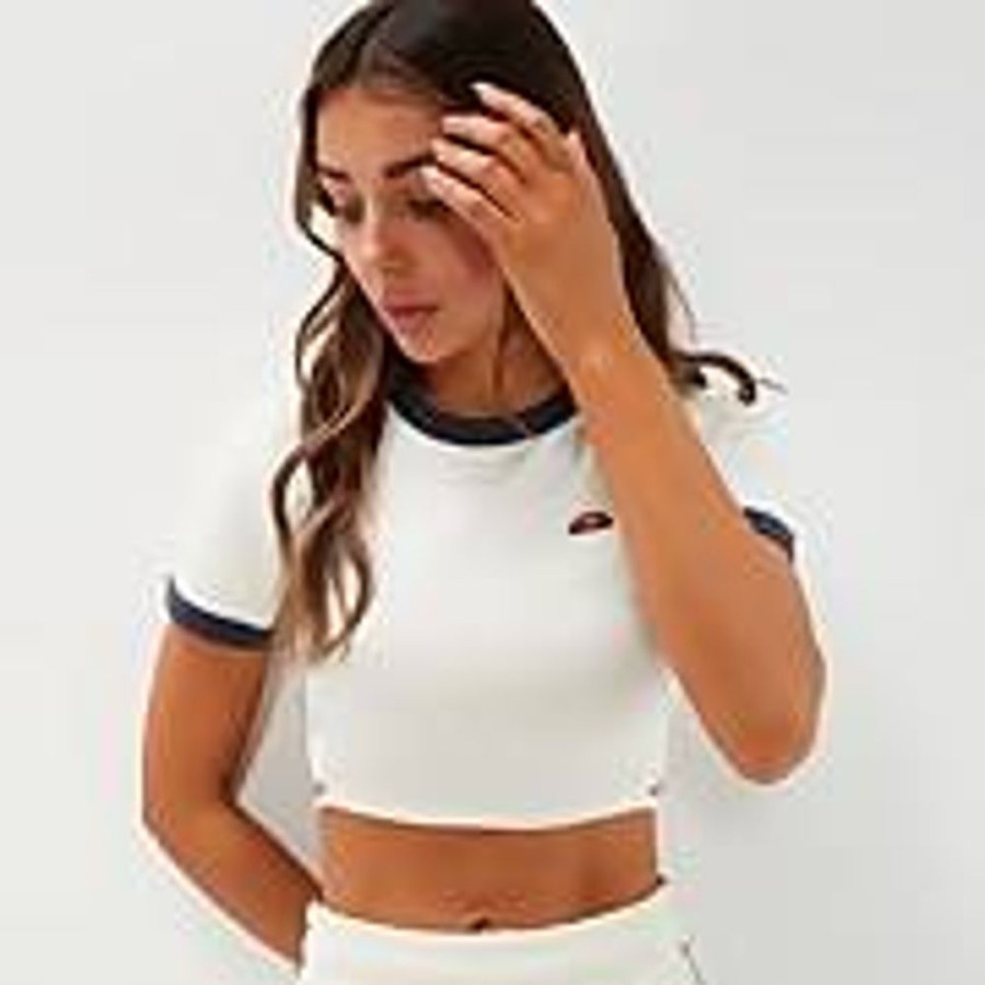 Women Ellesse Tops | Women'S Chee Cropped T-Shirt Off White