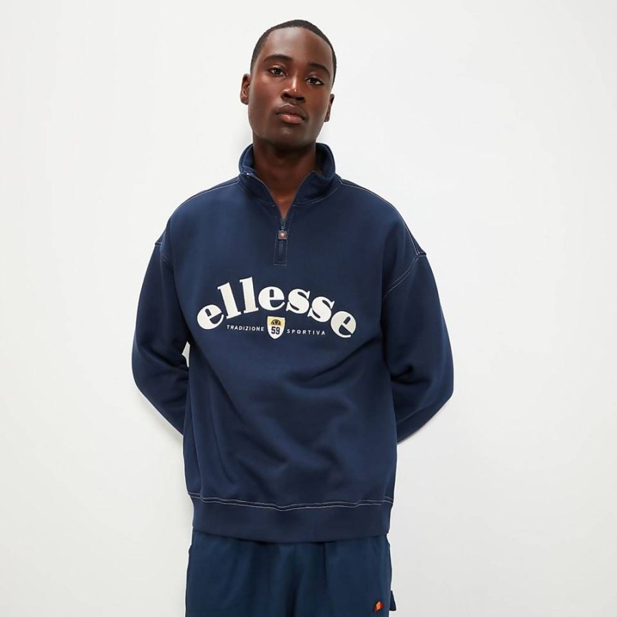 Men ELLESSE T-Shirts | Men'S Roane 1/4 Zip Top Navy