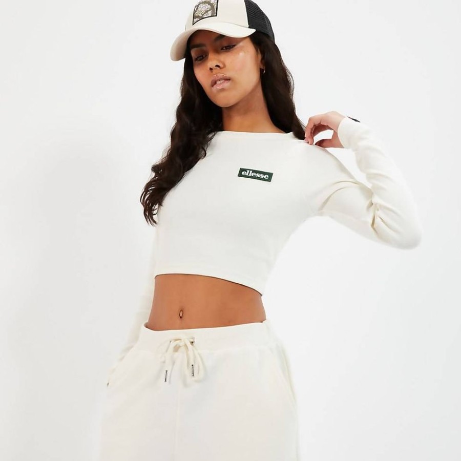 Women Ellesse Tops | Women'S Linny Long Sleeve Crop T-Shirt Off White